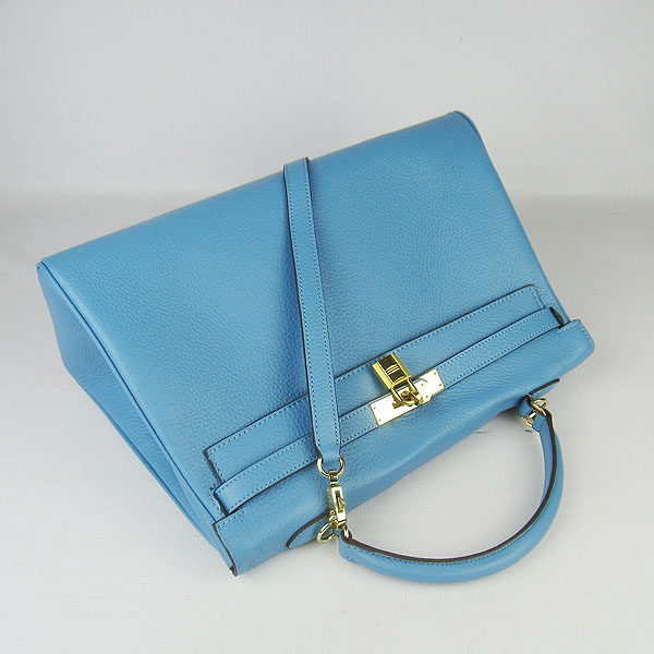 High Quality Hermes Kelly 35CM Togo Leather Bag Light Blue 6308